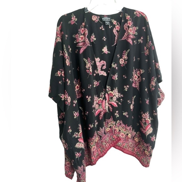 Angie Kimono Medium Floral Open Front Cardigan Boho Fairy Hippie Romantic Flowy - Picture 2 of 11